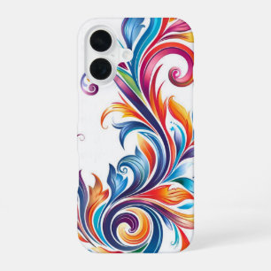 Lebendiges Regenbogen-Barock-Rollenwerk Blumiges M iPhone 16 Hülle