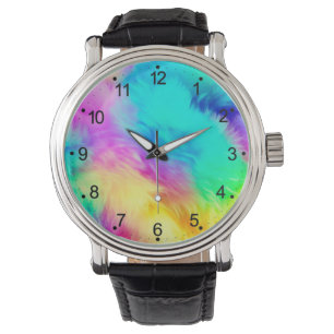 Lebendiges Regenbogen Flauschige Fellstruktur Hint Armbanduhr
