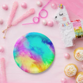 Lebendiges Regenbogen Flauschige Fellstruktur Hint Pappteller (Party)