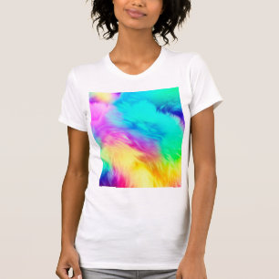 Lebendiges Regenbogen Flauschige Fellstruktur Hint T-Shirt