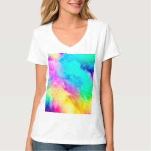 Lebendiges Regenbogen Flauschige Fellstruktur Hint T-Shirt