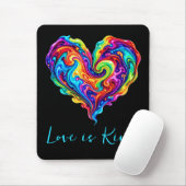 Lebendiges Regenbogen-Flüssigfarbe-Herz Mousepad (Mit Mouse)