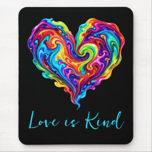 Lebendiges Regenbogen-Flüssigfarbe-Herz Mousepad