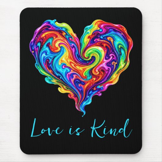 Lebendiges Regenbogen-Flüssigfarbe-Herz Mousepad (Vorne)