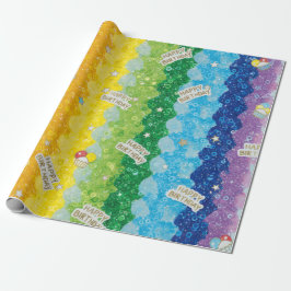 Lebendiges Regenbogen-Geburtstagstorten-Geschenkpa Geschenkpapier