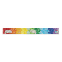 Lebendiges Regenbogen-Geburtstagstorten-Geschenkpa Satinband