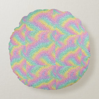 Lebendiges Regenbogen-Glitter-Sparkling-Rundkissen Rundes Kissen