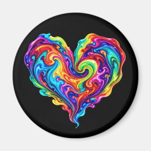 Lebendiges Regenbogen-Herz mit gegossener Farbe Magnet
