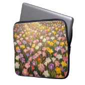 Lebendiges Regenbogen-Lilien-Blumenfeld Laptopschutzhülle (Vorderseite Links)