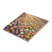 Lebendiges Regenbogen-Lilienblumenfeld Fliese (Seite)