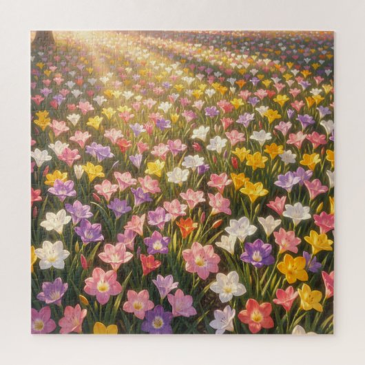 Lebendiges Regenbogen-Lilienblumenfeld Puzzle (Vertikal)