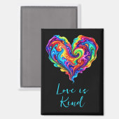 Lebendiges Regenbogen-Pour-Paint-Herz Magnet (Vorderseite/Rückseite)