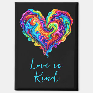 Lebendiges Regenbogen-Pour-Paint-Herz Magnet