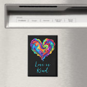 Lebendiges Regenbogen-Pour-Paint-Herz Magnet (In Situ (Geschirrspüler))
