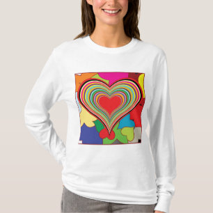Lebendiges Regenbogen-Schichten-Herz-Abstrakt T-Shirt