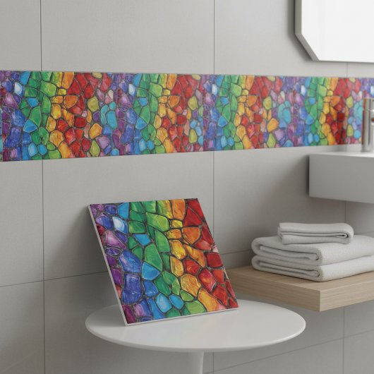 Lebendiges Regenbogen-Stolz-Glasmosaik Fliese