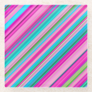 Lebendiges Regenbogen-Streifenmuster-Design Glasuntersetzer