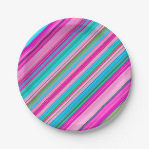 Lebendiges Regenbogen-Streifenmuster-Design Pappteller