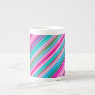 Lebendiges Regenbogen-Streifenmuster-Design Porzellantasse