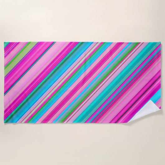 Lebendiges Regenbogen-Streifenmuster-Design Strandtuch (Vorderseite)