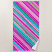 Lebendiges Regenbogen-Streifenmuster-Design Strandtuch (Vorderseite)