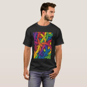 Lebendiges Regenbogen-Weben Stolz T-Shirt (Vorne ganz)