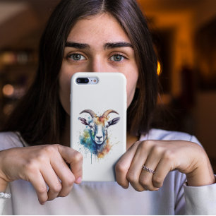 Lebendiges Regenbogen-Ziegenporträt iPhone 12 Mini Hülle