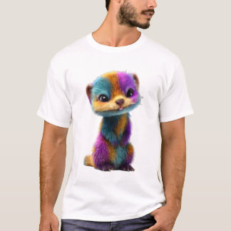 Lebendiges Regenbogenfell-Wiesel-Kreaturen-Männer T-Shirt