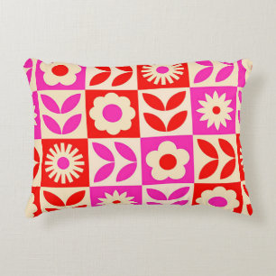 Lebendiges Retro-Blumenmuster Dekokissen