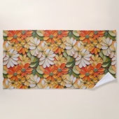 Lebendiges Retro-Blumenmuster-Design Strandtuch (Vorderseite)