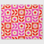 Lebendiges Retro-Blumenmuster Geschenkpapier (Flach)