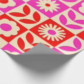 Lebendiges Retro-Blumenmuster Geschenkpapier (Ecke)