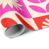 Lebendiges Retro-Blumenmuster Geschenkpapier (Rolleneckpunkt)