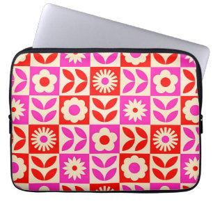 Lebendiges Retro-Blumenmuster Laptopschutzhülle