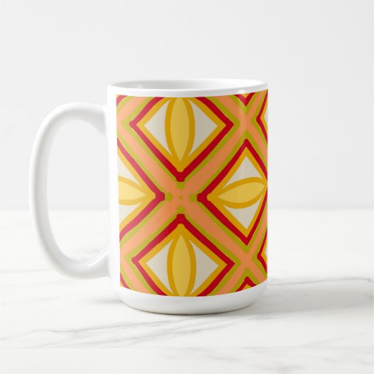 Lebendiges Retro-Geometrisches Muster Klassischer Kaffeetasse (Links)