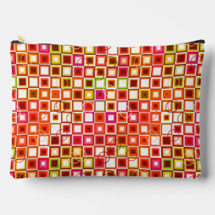 Lebendiges Retro-Geometrisches Quadratmuster Zubehörtasche