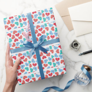 Lebendiges Retro-Herzen Nahtloses Geschenkverpacku Geschenkpapier