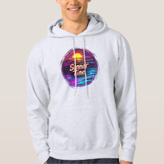 Lebendiges Retro-„Sommerzeit“-Sonnenuntergangs-T-S Hoodie