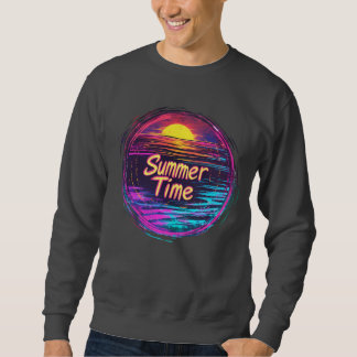 Lebendiges Retro-„Sommerzeit“-Sonnenuntergangs-T-S Sweatshirt
