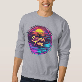 Lebendiges Retro-„Sommerzeit“-Sonnenuntergangs-T-S Sweatshirt