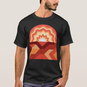 Lebendiges Retro-Sonnenuntergangs-Wellenmuster-T-S T-Shirt