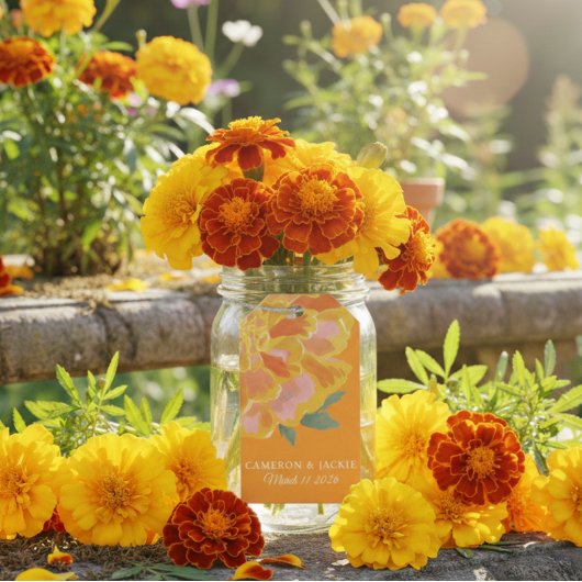 Lebendiges Ringelblumen-Sommer-Hochzeitsgeschenk-T Geschenkanhänger