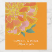 Lebendiges Ringelblumen-Sommerhochzeitsgeschenk Weinetikett (Einzelnes Label)