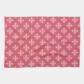 Lebendiges rosa Blumenmuster mit geometrischen Blu Geschirrtuch (Horizontal)
