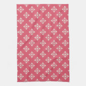 Lebendiges rosa Blumenmuster mit geometrischen Blu Geschirrtuch (Vertikal)