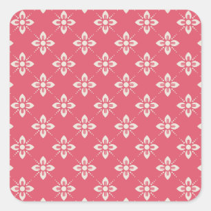 Lebendiges rosa Blumenmuster mit geometrischen Blu Quadratischer Aufkleber