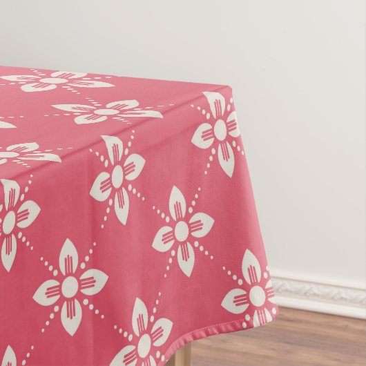 Lebendiges rosa Blumenmuster mit geometrischen Blu Tischdecke (Beispiel)