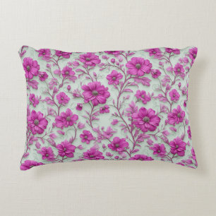 Lebendiges rosa Blumenmuster mit Magenta-Blumen Dekokissen