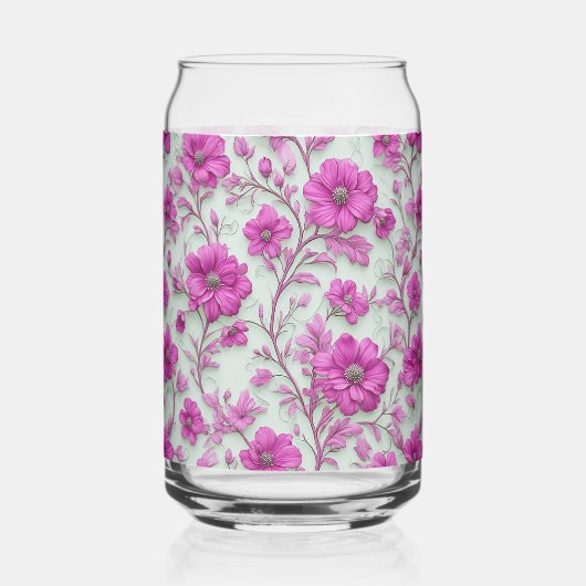 Lebendiges rosa Blumenmuster mit Magenta-Blumen Dosenglas (Vorderseite)