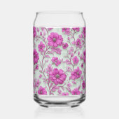 Lebendiges rosa Blumenmuster mit Magenta-Blumen Dosenglas (Rückseite)